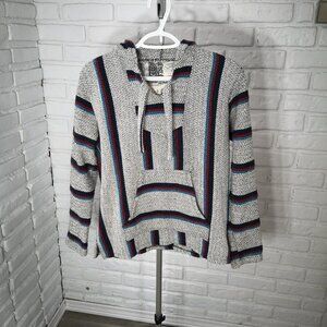 Original Senor Lopez Ladies Size Small Made in Mexico Grey Navy Red Teal Hoodie